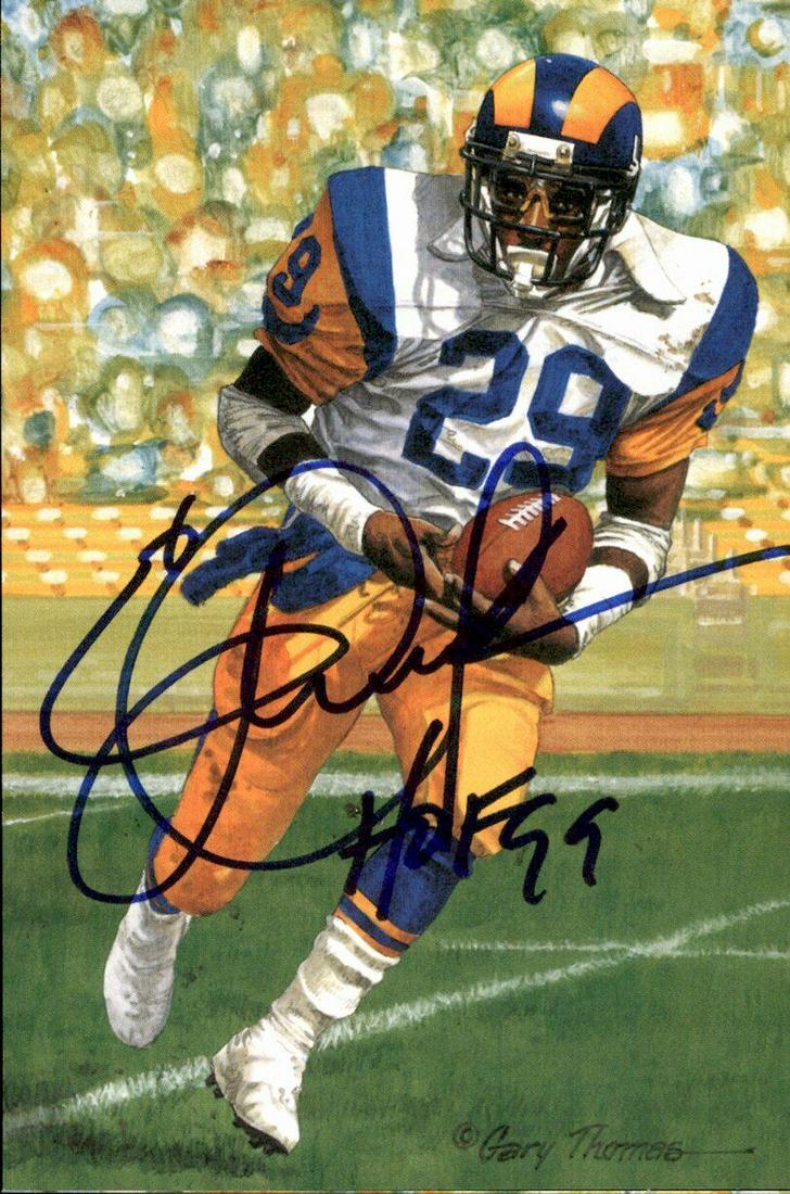 Eric Dickerson HOF Rams Signed/Inscribed Goal Line Art GLAC Postcard JSA 167068: Eric Dickerson HOF Rams Signed/Inscribed Goal Line Art GLAC Postcard JSA 167068 Sport: Football-NFL Product: Postcard Original/Reprint: Original Team: Los Angeles Rams Autograph Authentication: JSA Le