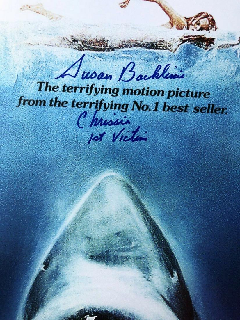 JAWS Movie Poster III Susan Backlinie Autographed Custom Framed: JAWS Movie Poster III Susan Backlinie Autographed Custom Framed Modified Item: No Size: 17x19 Industry: Movies Signed By: Susan Backlinie Movie: Jaws Object Type: Photograph Original/Reproduction: Ori