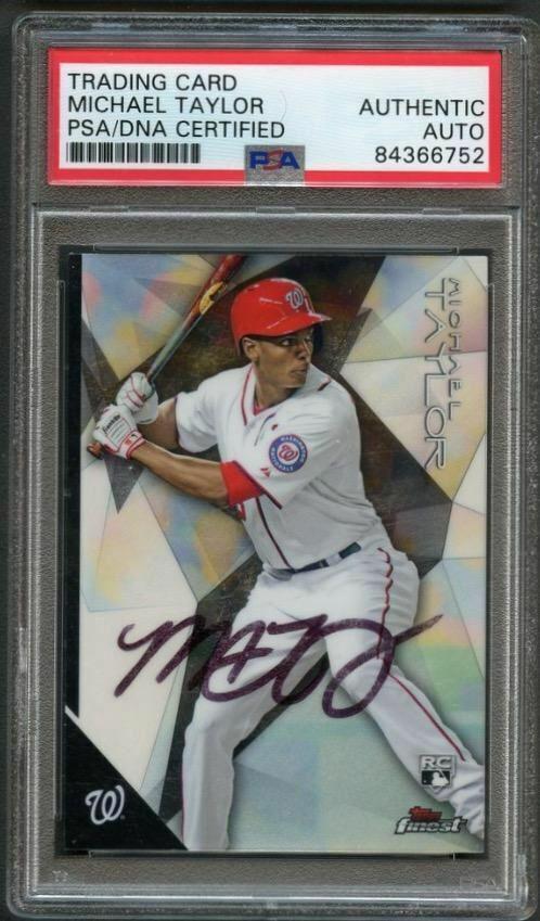 2015 Topps Finest #12 Michael Taylor Signed Rookie Card PSA Slabbed Auto RC Nati: 2015 Topps Finest #12 Michael Taylor Signed Rookie Card PSA Slabbed Auto RC Nati Graded: No Pre-Owned PLEASE NOTE: Framed Large or heavy Items do not have shipping costs included. The exact shipping c