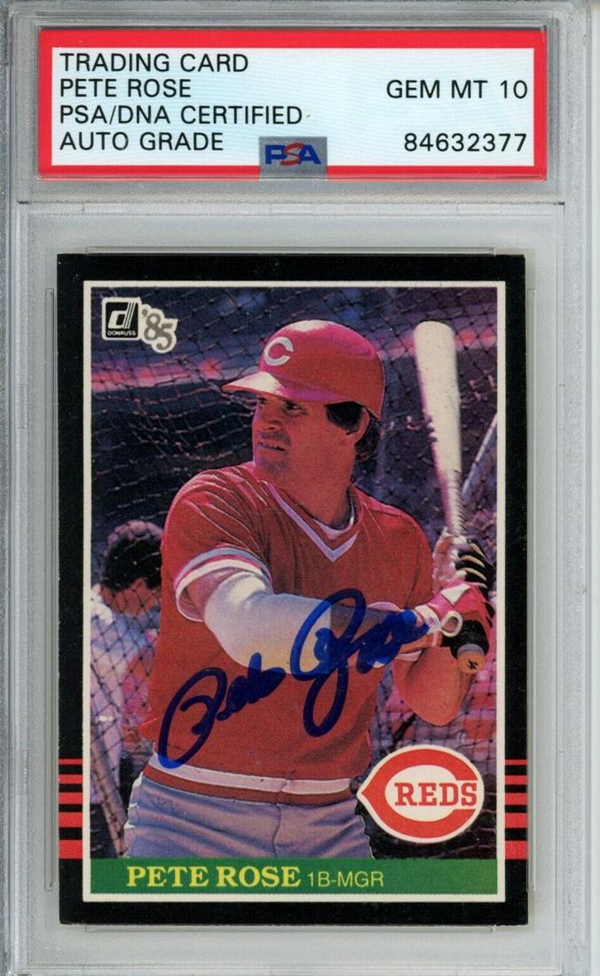 1985 Donruss Pete Rose #641 Card Signed Cincinnati Reds PSA/DNA GEM MINT 10-: 1985 Donruss Pete Rose #641 Card Signed Cincinnati Reds PSA/DNA GEM MINT 10- Sport: Baseball-MLB Product: Photo Original/Reprint: Original Team: Cincinnati Reds Autograph Authentication: PSA/DNA Leagu