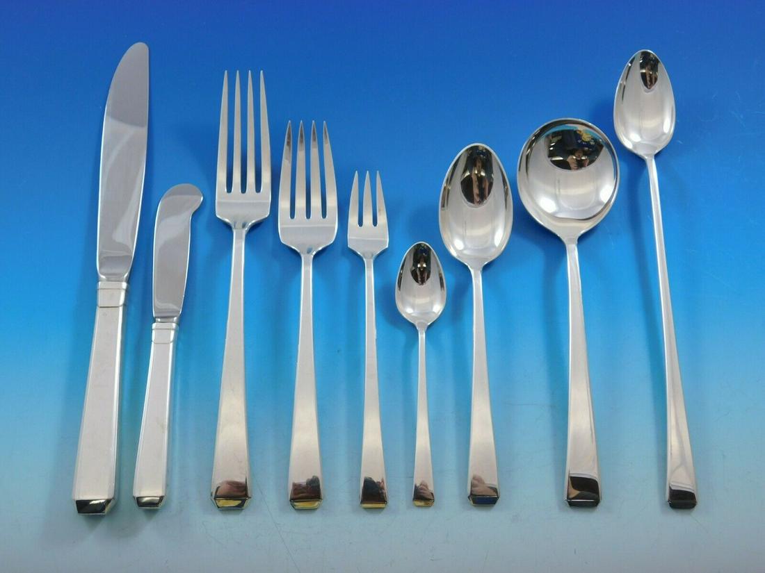 Craftsman by Towle Sterling Silver Flatware Set for 12 Service 124 pieces Huge!: Craftsman by Towle Sterling Silver Flatware Set for 12 Service 124 pieces Huge! Maker: Towle Composition: Sterling Silver Age: Post-1940 Brand: Towle Pattern: Craftsman Type: Flatware - Sets Featured 