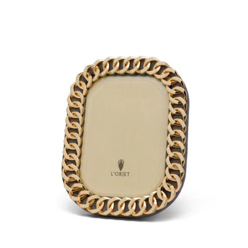 L'OBJET Cuban Gold Link Picture Frame 24K Gold Plated Vertical 4x6 - F4101S: L'OBJET Cuban Gold Link Picture Frame 24K Gold Plated Vertical 4x6 - F4101S "Model: LObjet F4101S " Item Height: 6 Item Width: 1 Material: Gold Plated Theme: Butterfly Type: Photo Frame Color: Gold It