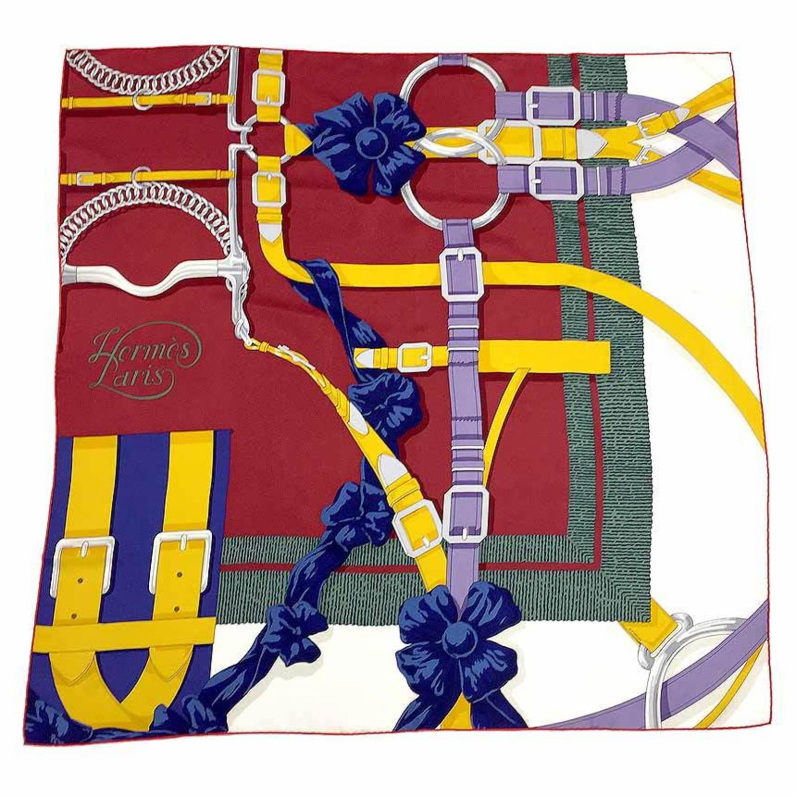 HERMES Hermes Carre 90 Scarf Muffler Grand Manege (detail) Great training belt pattern H d ORIGNY: HERMES Hermes Carre 90 Scarf Muffler Grand Manege (detail) Great training belt pattern H d ORIGNY 100% silk multicolor Brand: Hermes Country of Origin: France Type: Scarf Color: Multi-color Material: