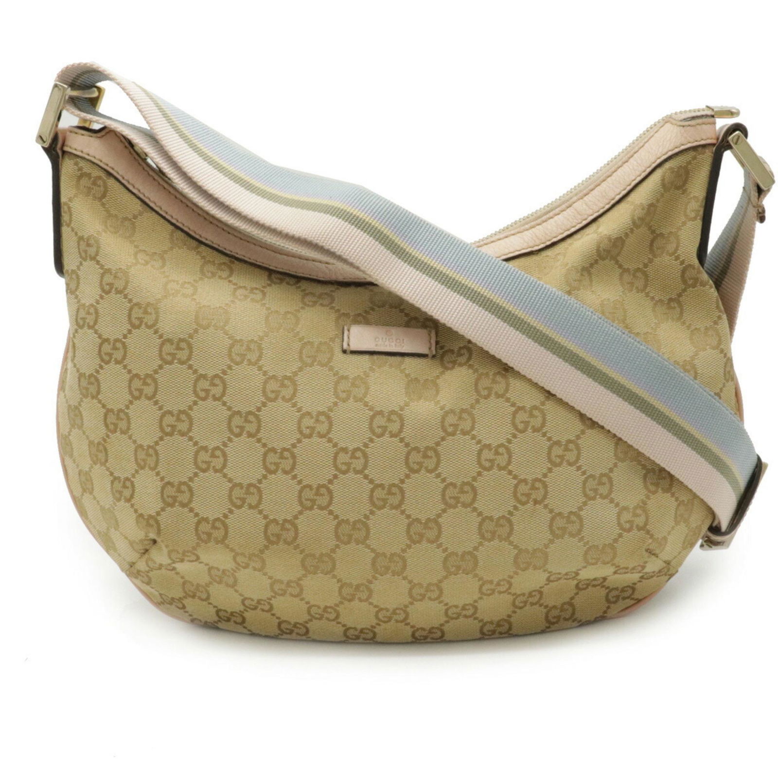 GUCCI Gucci GG canvas shoulder bag leather beige pink light blue 181092: GUCCI Gucci GG canvas shoulder bag leather beige pink light blue 181092 Brand: Gucci Line: GG Canvas Type: Shoulder bag Material: Canvas Leather Canvas: Leather: Color: Beige Light blue Pink Size (HxW