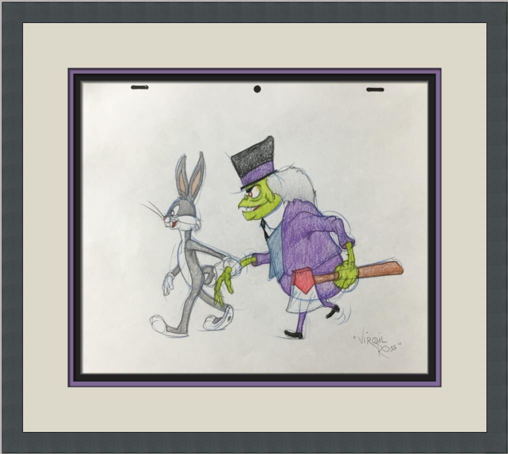 Virgil Ross Original Signed Model Sheet Drawing Bugs Bunny Mr Hyde Custom Framed: Virgil Ross Original Signed Model Sheet Drawing Bugs Bunny Mr Hyde Custom Framed Character: Bugs Bunny Mr. Hyde Animation Studio: Warner Bros Item Height: 10 in Item Width: 12 in Theme: Animation Insc