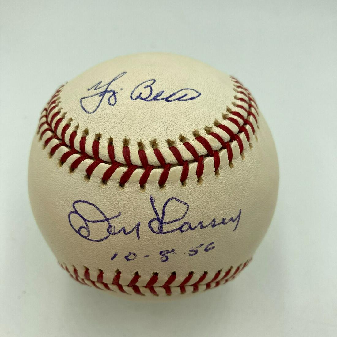 Yogi Berra & Don Larsen World Series Perfect Game Signed Baseball JSA COA: Yogi Berra & Don Larsen World Series Perfect Game Signed Baseball JSA COA Product: Ball Sport: Baseball-MLB Autograph Authentication: James Spence Authentication (JSA) Original/Reprint: Original Pre-O