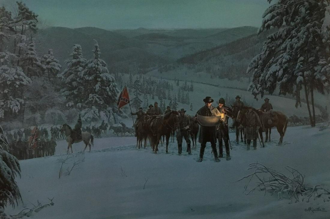 Mort Kunstler Civil War Confederate Winter Custom Framed Mini Print: Mort Kunstler Civil War Confederate Winter Custom Framed Mini Print Size: Small Region Of Origin: New York USA Handmade: No Artist: Mort Kunstler Mort Kunstler Production Technique: Off Set Lithograph