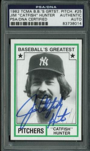 Jim "Catfish" Hunter Signed Card 1982 Tcma B.B.'S Grtst. Pitch #25 PSA Slabbed: Jim "Catfish" Hunter Signed Card 1982 Tcma B.B.'S Grtst. Pitch #25 PSA Slabbed Card Manufacturer: Unbranded Player: JIM "CATFISH" HUNTER Grade: Ungraded Team: New York Yankees Original/Reprint: Origin