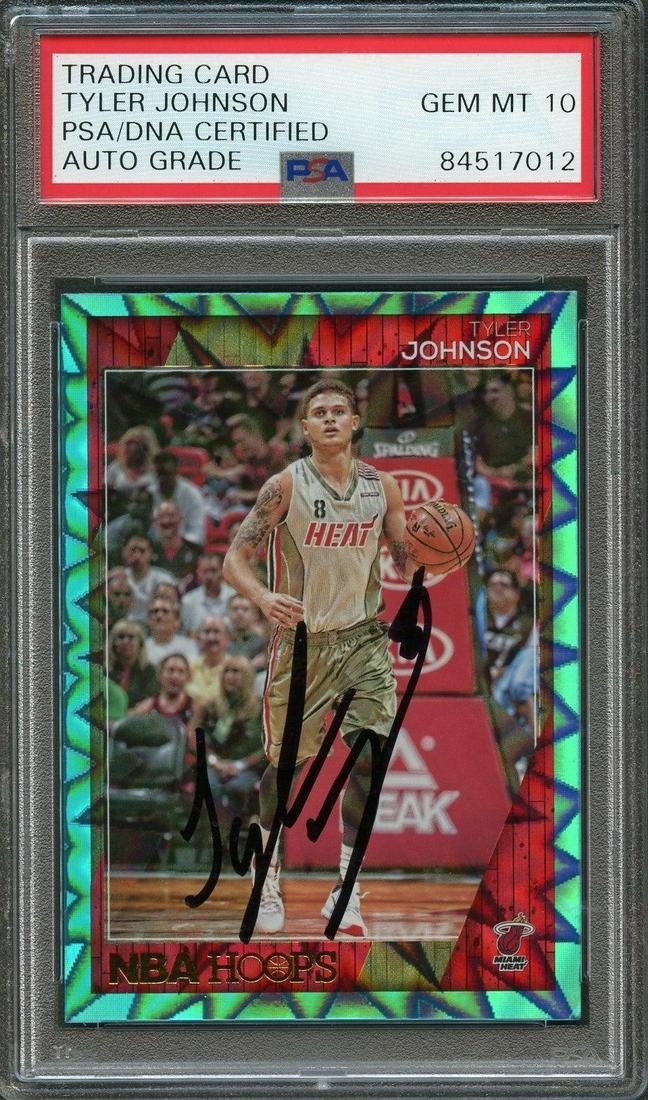 2016-17 NBA Hoops Green #188 Tyler Johnson Signed Card AUTO 10 PSA Slabbed Heat: 2016-17 NBA Hoops Green #188 Tyler Johnson Signed Card AUTO 10 PSA Slabbed Heat Graded: No Sport: Aikido Pre-Owned PLEASE NOTE: Framed Large or heavy Items do not have shipping costs included. The exa