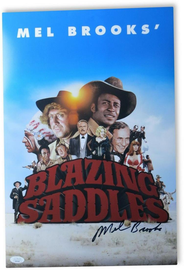 Mel Brooks Signed Autographed 12X18 Photo Blazing Saddles JSA: Mel Brooks Signed Autographed 12X18 Photo Blazing Saddles JSA Industry: Movies Object Type: Photograph Original/Reproduction: Original Signed By: Mel Brooks Autograph Authentication: James Spence (JSA