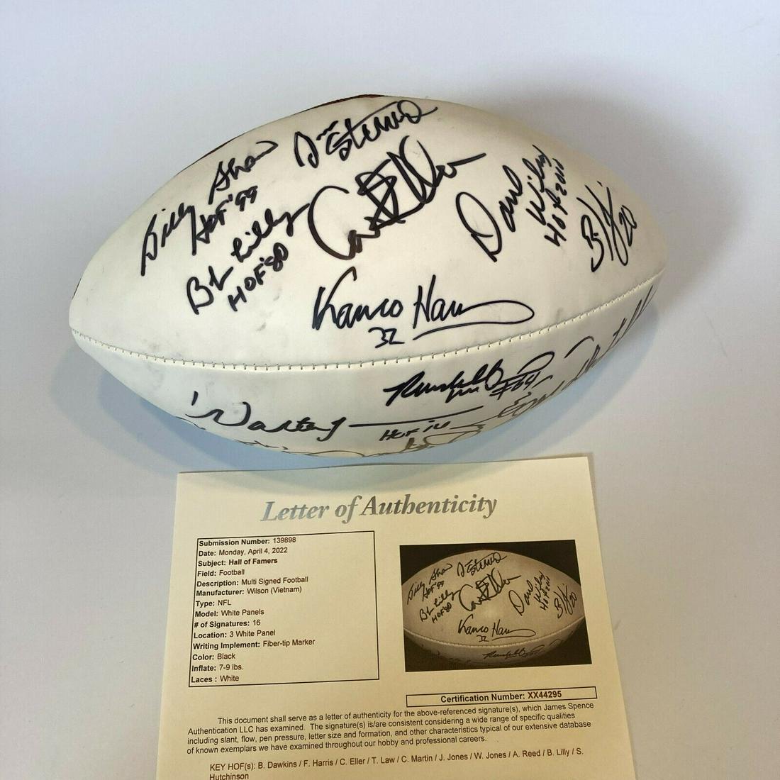 Franco Harris Hall Of Fame Legends Multi Signed Football With 16 Sigs JSA COA: Franco Harris Hall Of Fame Legends Multi Signed Football With 16 Sigs JSA COA Product: Ball Sport: Football-NFL Autograph Authentication: James Spence Authentication (JSA) Player: Franco Harris Origin