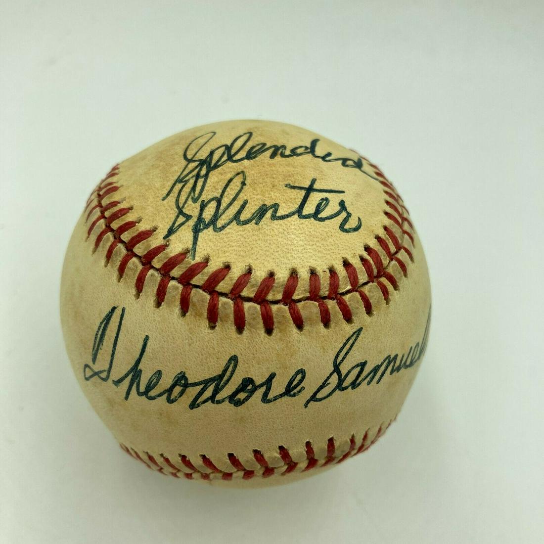 Ted Williams "The Splendid Splinter" Full Name Signed Baseball PSA DNA COA: Ted Williams "The Splendid Splinter" Full Name Signed Baseball PSA DNA COA Product: Ball Sport: Baseball-MLB Autograph Authentication: Professional Sports Authenticator (PSA) Team: Boston Red Sox Play