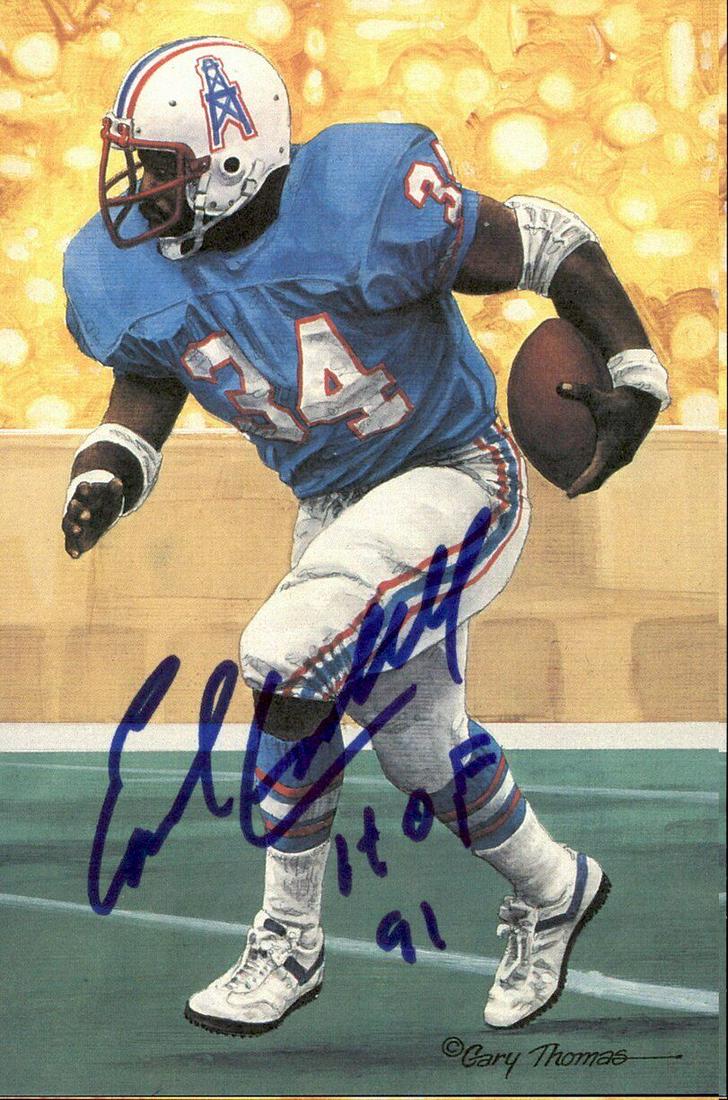 Earl Campbell HOF Oilers Signed/Inscr Goal Line Art GLAC Postcard JSA 167156: Earl Campbell HOF Oilers Signed/Inscr Goal Line Art GLAC Postcard JSA 167156 Sport: Football-NFL Product: Postcard Original/Reprint: Original Team: Houston Oilers Autograph Authentication: JSA League: