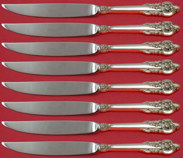 Grande Baroque by Wallace Sterling Silver Steak Knife Set 8pc Not Serr Custom: Grande Baroque by Wallace Sterling Silver Steak Knife Set 8pc Not Serr Custom Composition: Sterling Silver Age: Post-1940 Brand: Wallace Pattern: Grande Baroque Type: Knife Grande baroque by wallacest