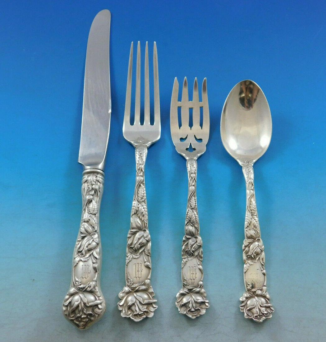 Bridal Rose by Alvin Sterling Silver Flatware Service Set 24 Pieces M Monogram: Bridal Rose by Alvin Sterling Silver Flatware Service Set 24 Pieces M Monogram Featured Refinements: Sterling Silver Service for 12 Maker: Alvin Composition: Sterling Silver Style: Art Nouveau Age: 19