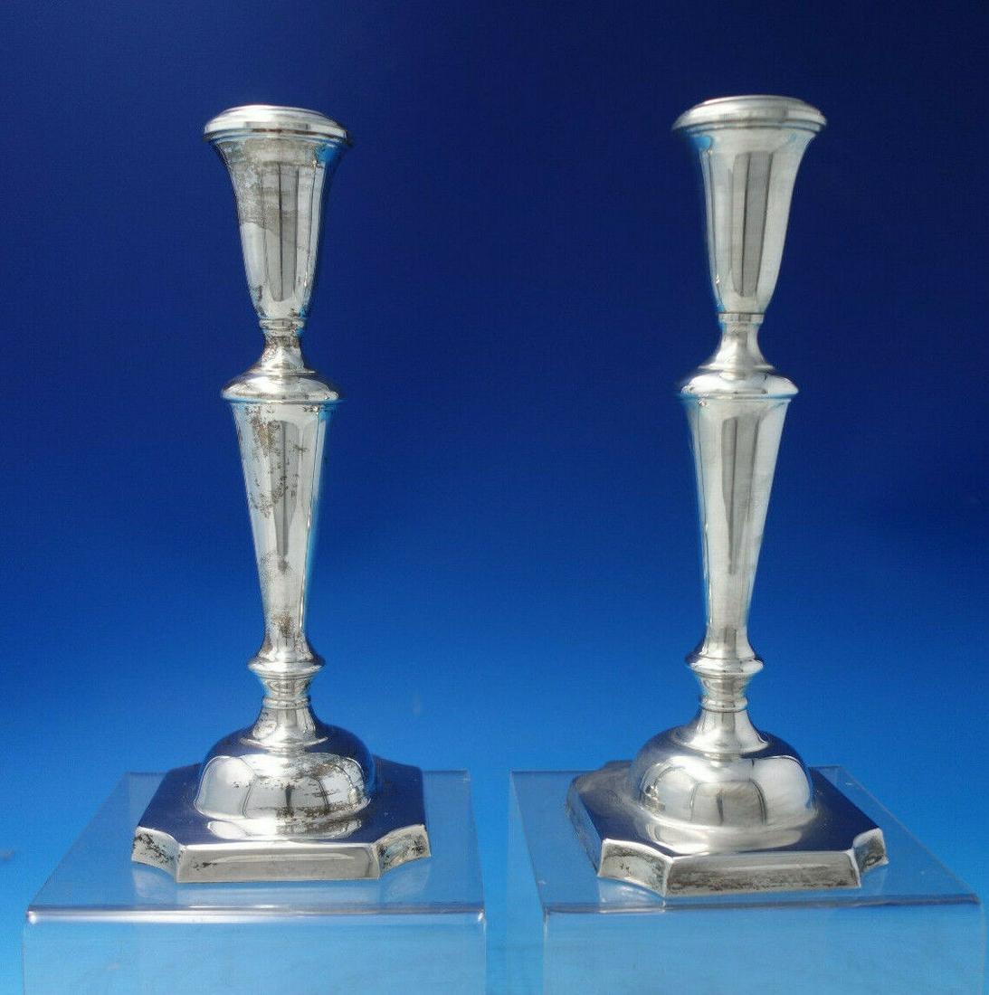 Shreve Sterling Silver Candlestick Pair Colonial Style 8 3/4": Shreve Sterling Silver Candlestick Pair Colonial Style 8 3/4" Age: 1900-1940 Maker: Shreve & Co. Brand: Shreve & Co. Composition: Sterling Silver Type: Candlesticks & Candelabras Sterling silver weigh