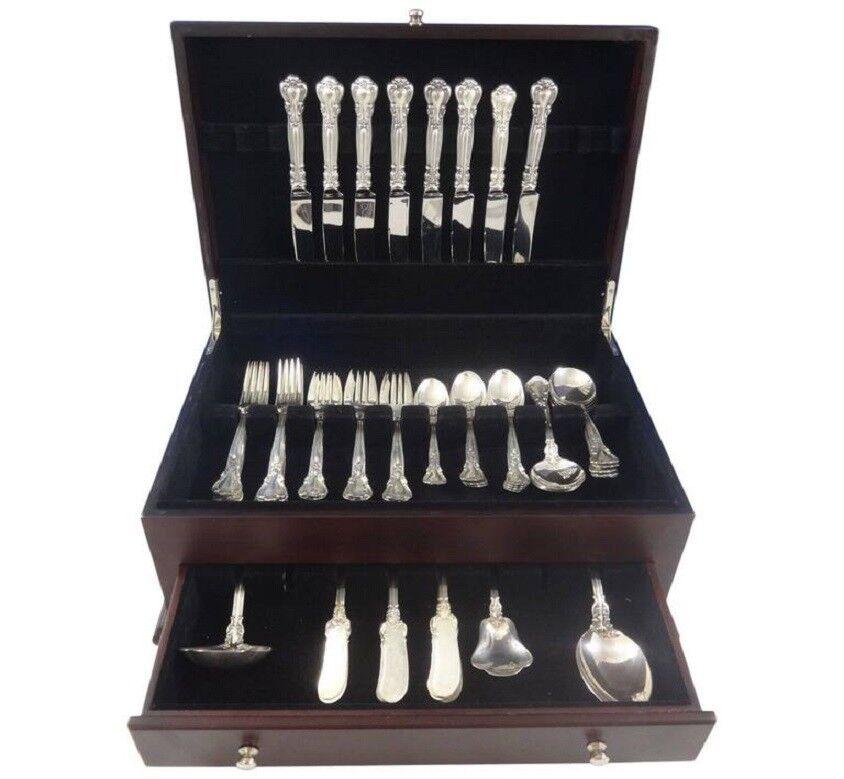 Chantilly by Gorham Sterling Silver Flatware Set For 8 Service 51 Pieces: Chantilly by Gorham Sterling Silver Flatware Set For 8 Service 51 Pieces Age: Post-1940 Pattern: Chantilly Brand: Gorham Type: Flatware - Sets Composition: Sterling Silver Maker: Gorham Finely crafted