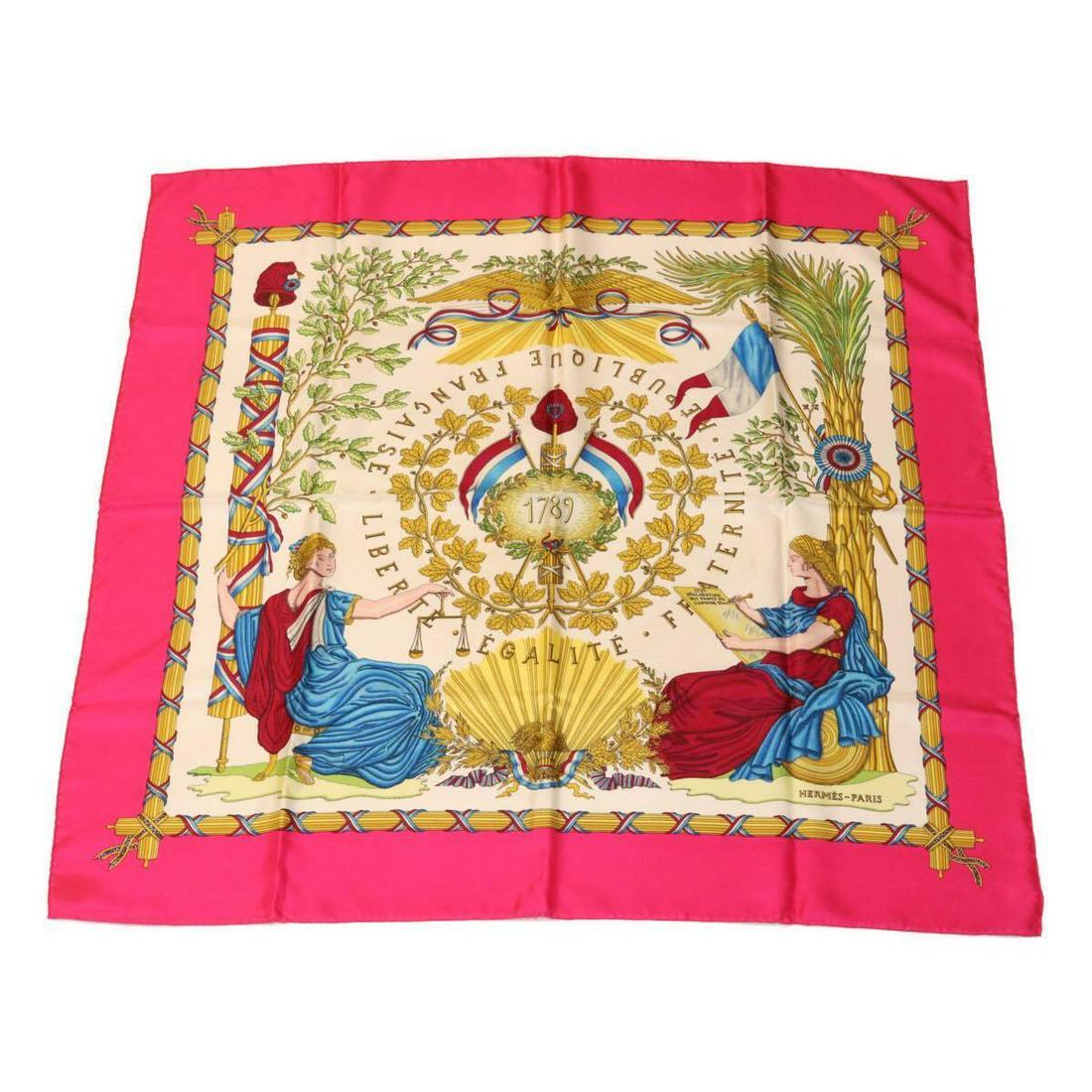 HERMES "LIBERTE EGALITE FRATERNITE" Carre 90 Scarf Silk Pink: HERMES "LIBERTE EGALITE FRATERNITE" Carre 90 Scarf Silk Pink Brand: HERMES Style: Scarf Material: Silk Color: Pink Bag Height: 35.4inch(Approx) / 90cm(Approx) Bag Length: 35.4inch(Approx) / 90cm(Appro