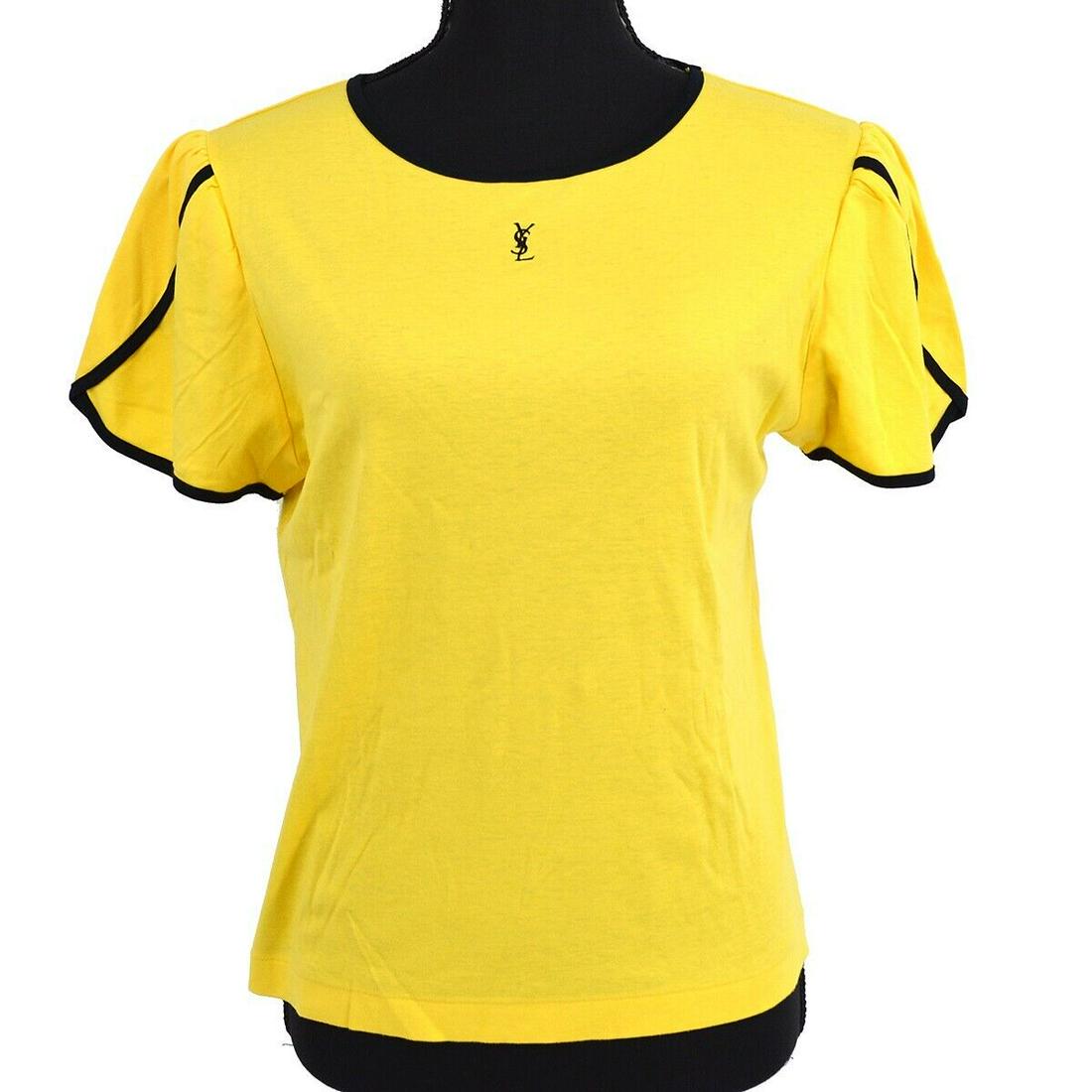 Yves Saint Laurent #M Puff Sleeve Round Neck Short Sleeve Tops Yellow: Yves Saint Laurent #M Puff Sleeve Round Neck Short Sleeve Tops Yellow Sleeve Length: Short Sleeve Neckline: Round Neck Occasion: Casual Size: M Color: Yellow Sleeve Type: Puff Sleeve Material: 100% Co