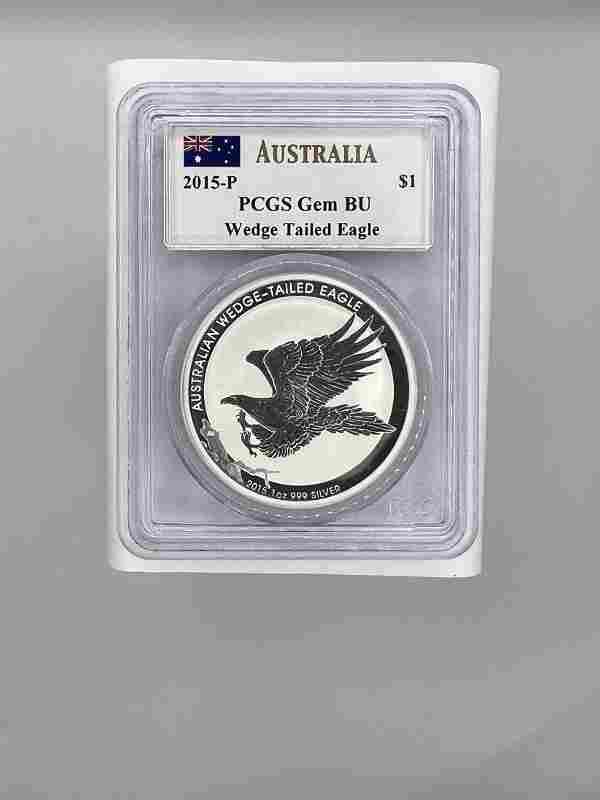 PCGS 2015-P $1 'Australia' Gem BU .999 Fine: PCGS 2015-P $1 'Australia' Gem BU .999 Fine The MYNT Guarantee: All items in this auction are guaranteed to be 100% authentic. At Your Service: At MYNT, our Customer Support Specialists (support
