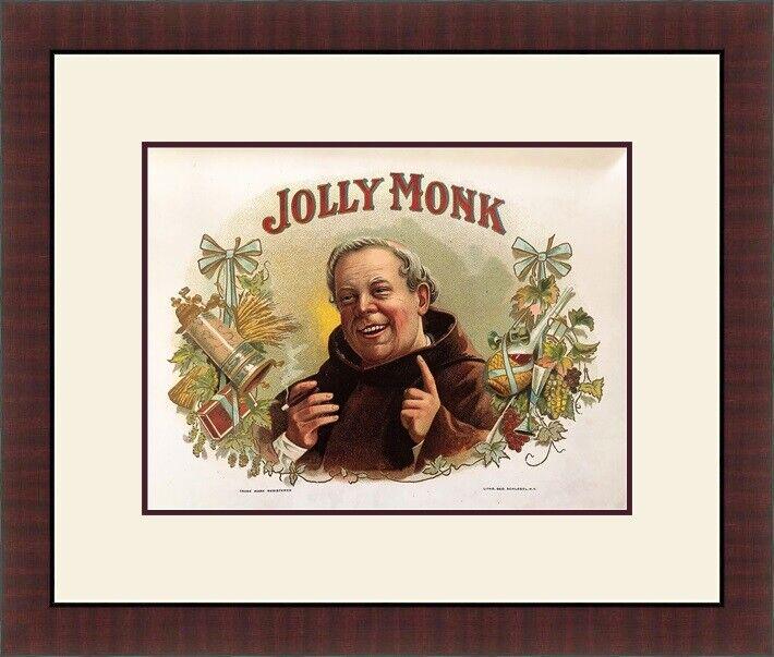 Jolly Monk - Cigar Box Label Art Reproduction 1900's Custom Framed