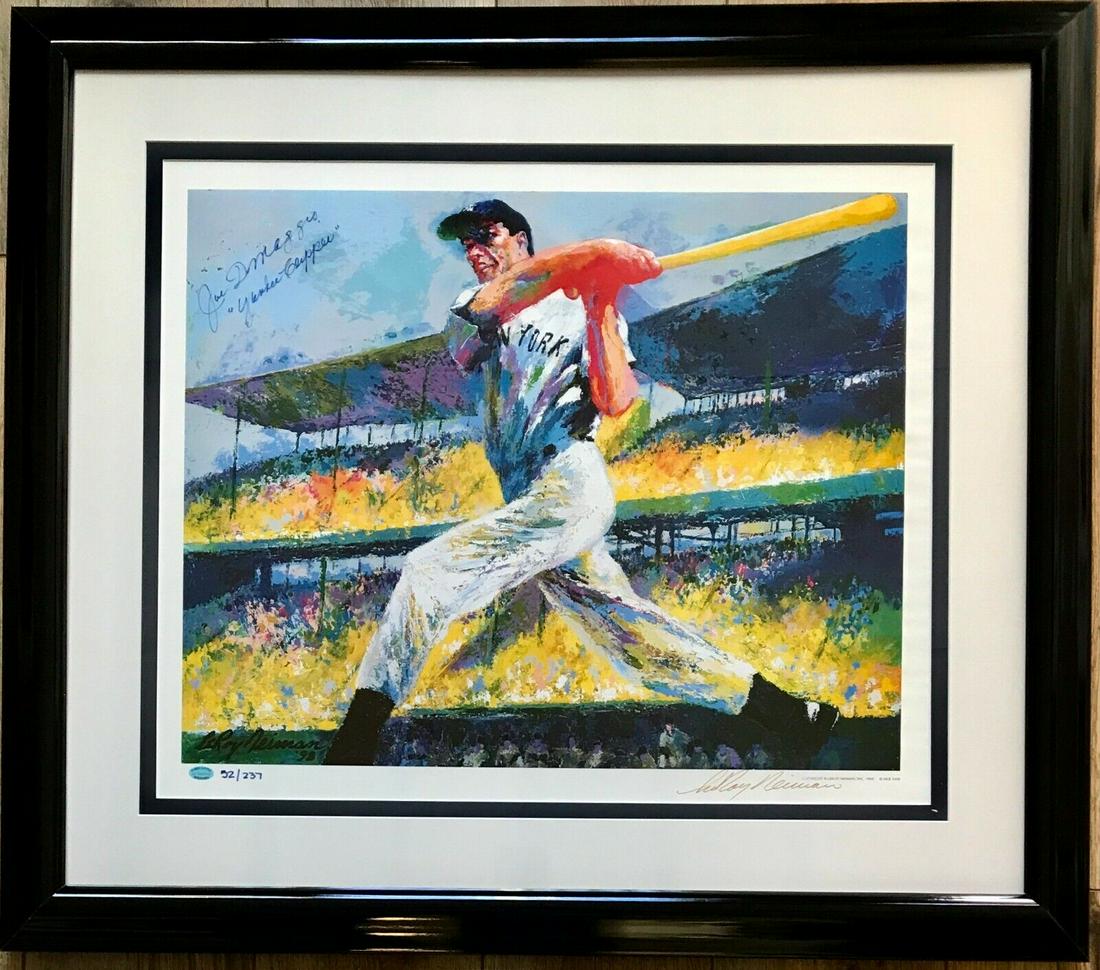 JOE DiMAGGIO Signed LEROY NEIMAN "The DiMaggio Cut" Framed L/E framed Lithograph: JOE DiMAGGIO Signed LEROY NEIMAN "The DiMaggio Cut" Framed L/E framed Lithograph Product: Lithograph Poster & Print Player: Joe DiMaggio Sport: Baseball-MLB Original/Reprint: Original Signed By: Joe F
