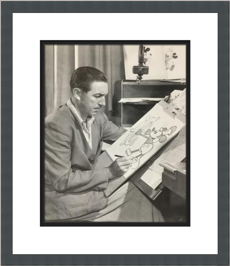 Walt Disney Walt Disney Custom Framed Print: Walt Disney Walt Disney Custom Framed Print Size: Medium Region Of Origin: united states Artist: Walt Disney Production Technique: Lithography Framing: Matted & Framed Style: Cartoon Realism Item Heig