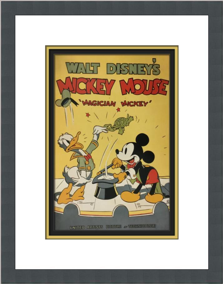 Walt Disney Mickey Mouse Magician Mickey Custom Framed Print: Walt Disney Mickey Mouse Magician Mickey Custom Framed Print Size: Medium Region Of Origin: united states Artist: Walt Disney Production Technique: Lithography Framing: Matted & Framed Style: Cartoon 