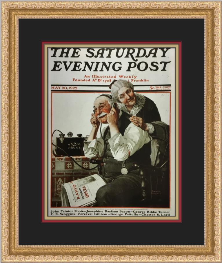 Norman Rockwell The Saturday Evening Post The Wonders of Radio Custom Framed: Norman Rockwell The Saturday Evening Post The Wonders of Radio Custom Framed Size: Medium Region Of Origin: United States Artist: Norman Rockwell Production Technique: Offset Lithograph Framing: Matte