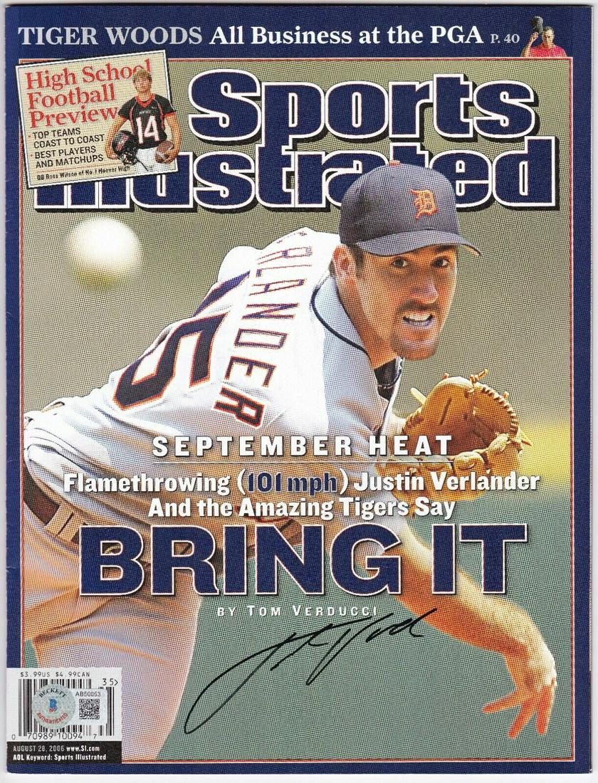 Justin Verlander Signed Autographed NL Sports Illustrated 8/28/2006 Beckett: Justin Verlander Signed Autographed NL Sports Illustrated 8/28/2006 Beckett Size Type: Regular Player: Justin Verlander Sport: Baseball-MLB Publication Name: Sports Illustrated Signed: Yes Autograph A