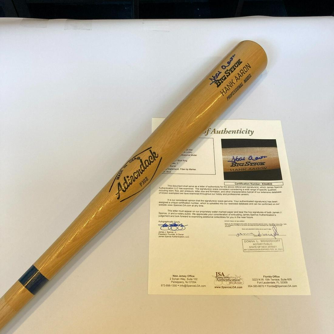 Hank Aaron Signed Adirondack Big Stick Game Model Bat JSA COA: Hank Aaron Signed Adirondack Big Stick Game Model Bat JSA COA Product: Bat Sport: Baseball-MLB Autograph Authentication: James Spence Authentication (JSA) Original/Reprint: Original Pre-Owned PLEASE N