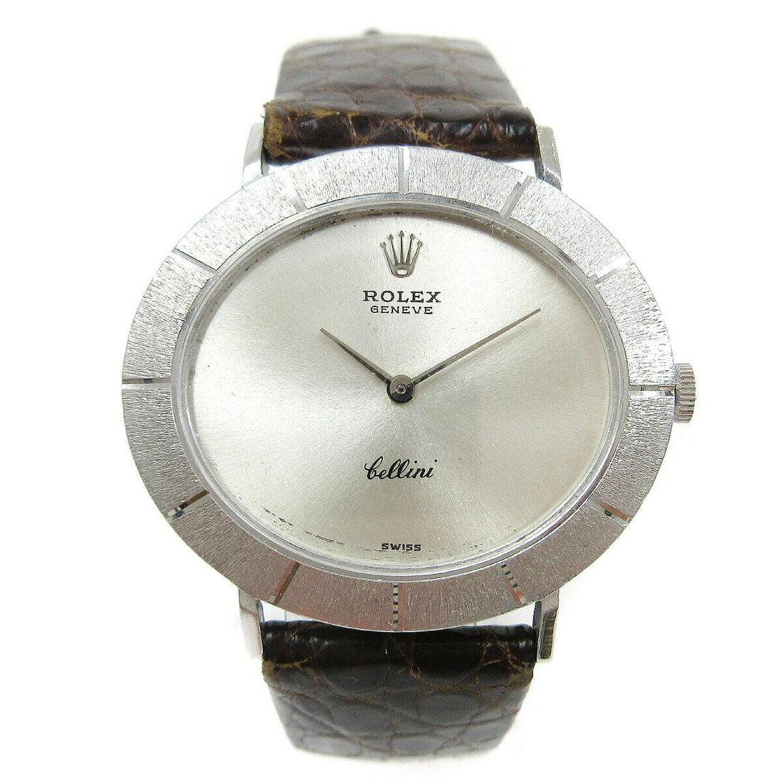 ROLEX GENEVE Cellini 29***** Ladies Manual-winding Wristwatch Watch: ROLEX GENEVE Cellini 29***** Ladies Manual-winding Wristwatch Watch Model: Rolex Cellini Style: Classic Case Color: Silver Case Material: K18 Movement: Mechanical (Manual) Band Material: Leather Type:
