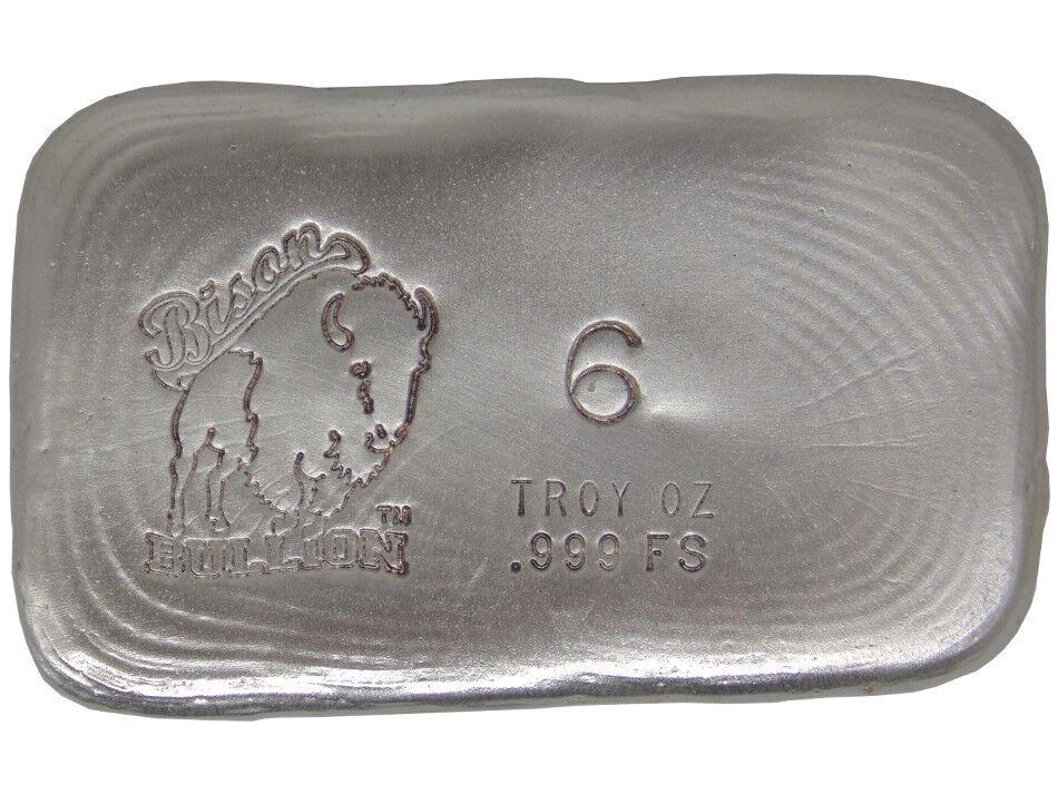 6 TROY OUNCE .999 FINE SILVER HAND POURED BISON BULLION STANDARD BAR NEBRASKA: 6 TROY OUNCE .999 FINE SILVER HAND POURED BISON BULLION STANDARD BAR NEBRASKA Year Of Pour: MADE TO ORDER Pre-Owned The MYNT Guarantee: All items in this auction are guaranteed to be 100% authentic. A