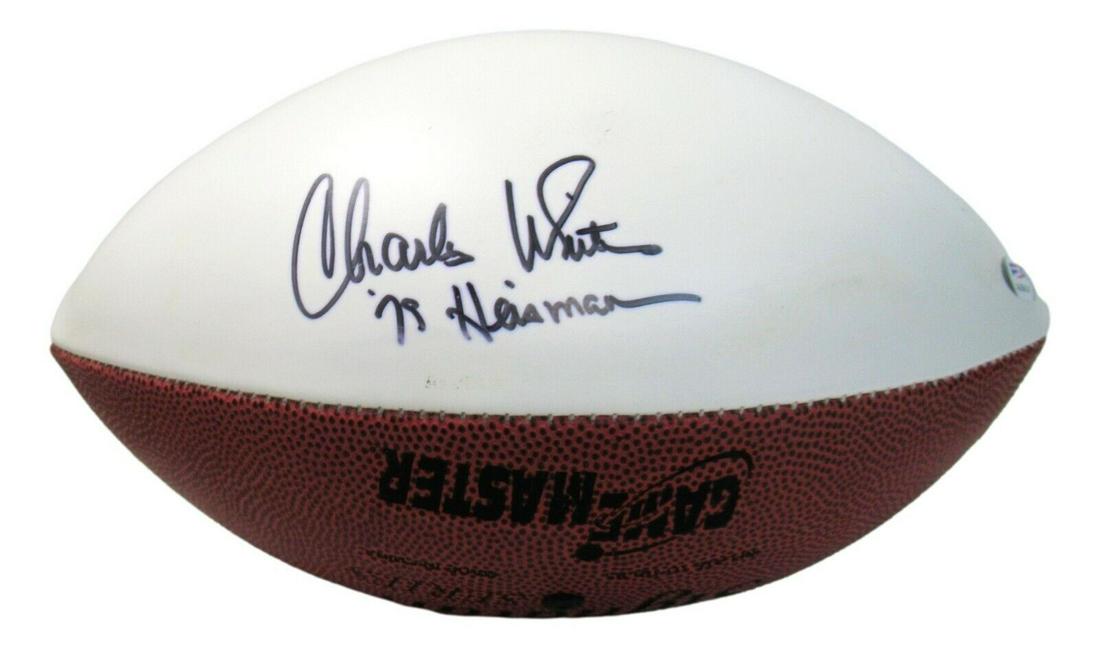 Charles White Signed Autographed Football USC Trojans PSA/DNA AJ56029: Charles White Signed Autographed Football USC Trojans PSA/DNA AJ56029 Product: Ball Player: Charles White Sport: Football Autograph Authentication: Professional Sports Authenticator (PSA) Team: USC Tr