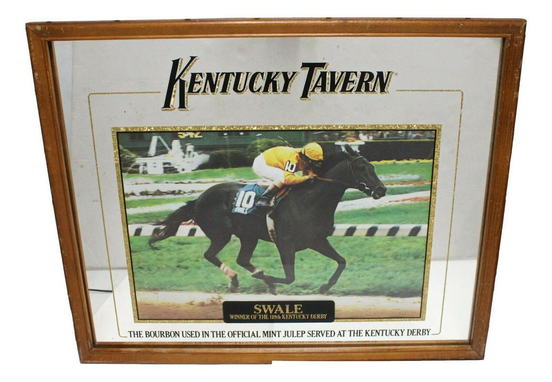 1985 Kentucky Tavern Bourbon SWALE Kentucky Derby Mirror Advertising Bar Sign: 1985 Kentucky Tavern Bourbon SWALE Kentucky Derby Mirror Advertising Bar Sign Jockey: Eddie Maple Sport: Horse Racing Event: Kentucky Derby Product: Sign Pre-Owned The MYNT Guarantee: All items in thi