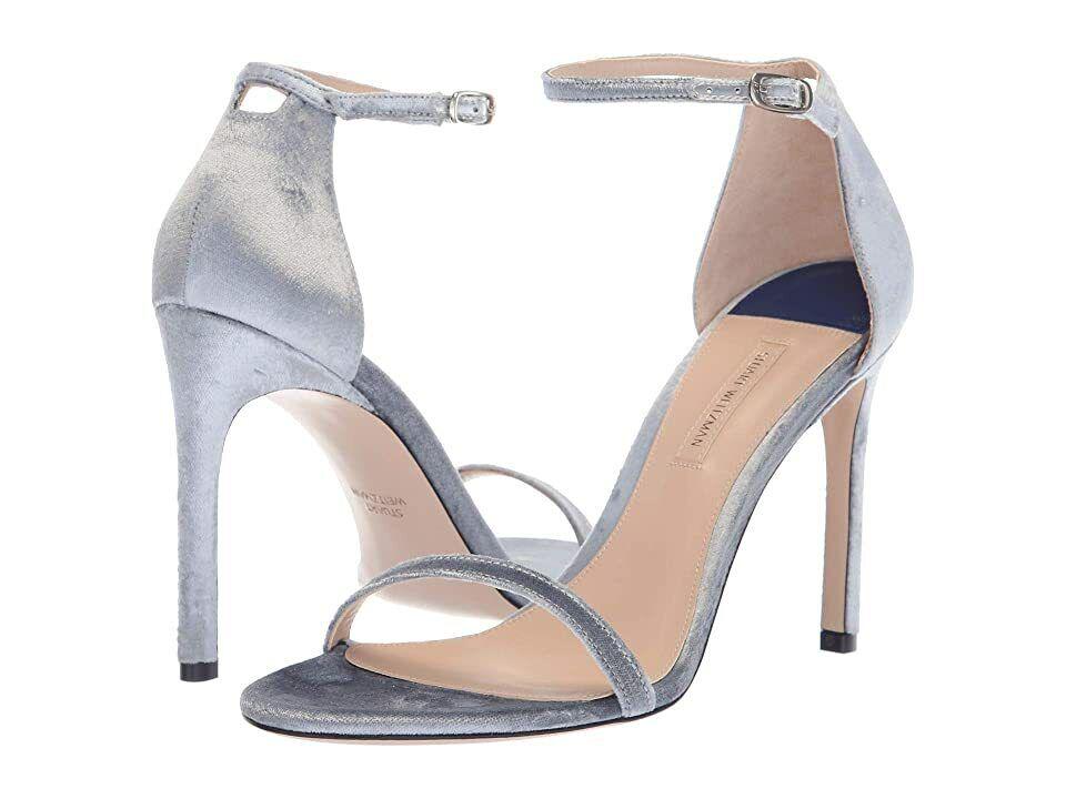 Stuart Weitzman Platinum Velveteen Nudistsong Heels N4639 Women's Size 11 W: Stuart Weitzman Platinum Velveteen Nudistsong Heels N4639 Women's Size 11 W Brand: Stuart Weitzman Toe Shape: Open Toe Type: Heel Us Shoe Size: 11 Heel Style: Stiletto Color: Gray Model: Stuart Weitzm