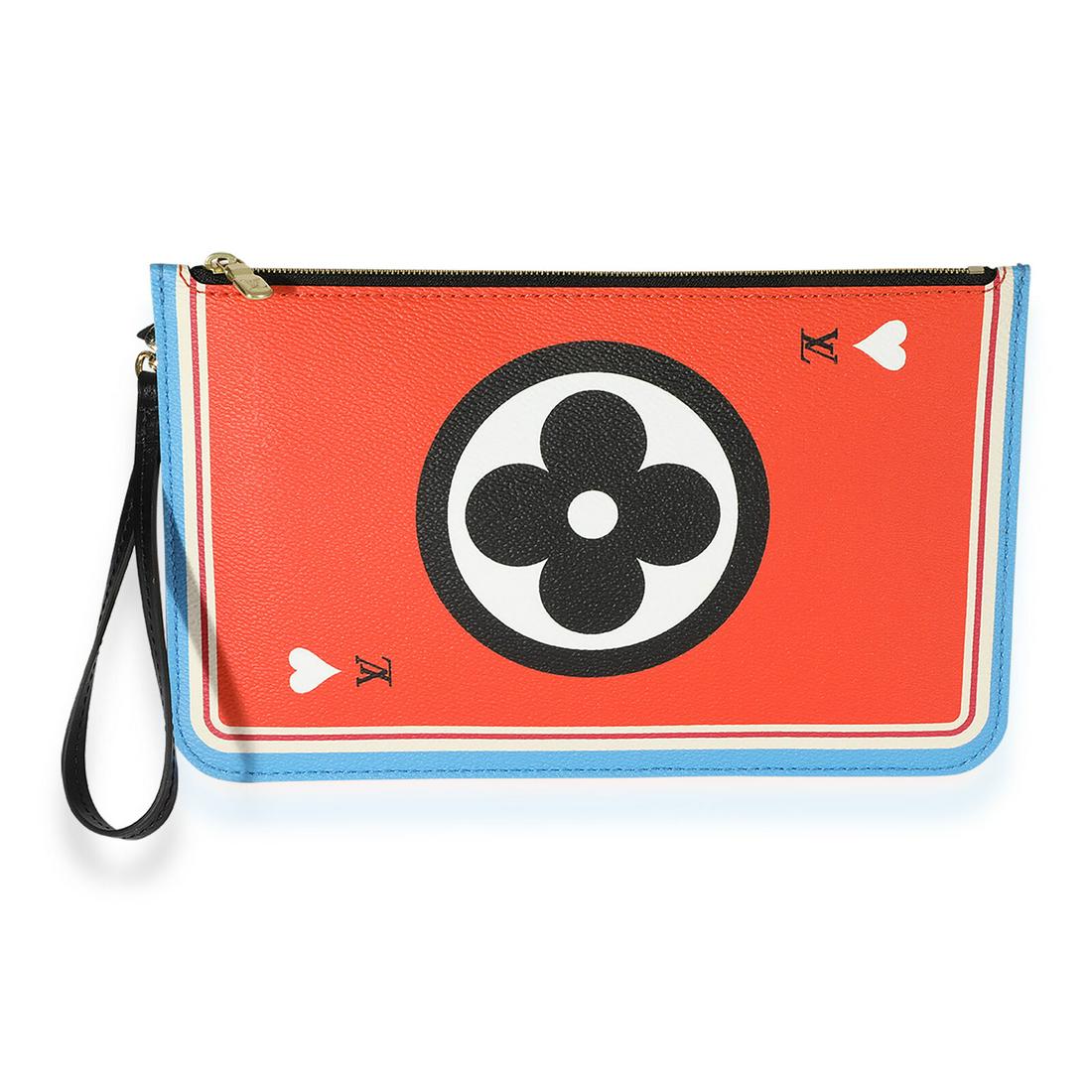 Louis Vuitton Red & Multicolor Game On Monogram Canvas Neverfull Pochette: Louis Vuitton Red & Multicolor Game On Monogram Canvas Neverfull Pochette Original Box?: No Original Papers?: No Dimensions: 10 x x .5 Handbag Accessories: Dustbag Bag Length: 10 in Bag Depth: 0.5 in