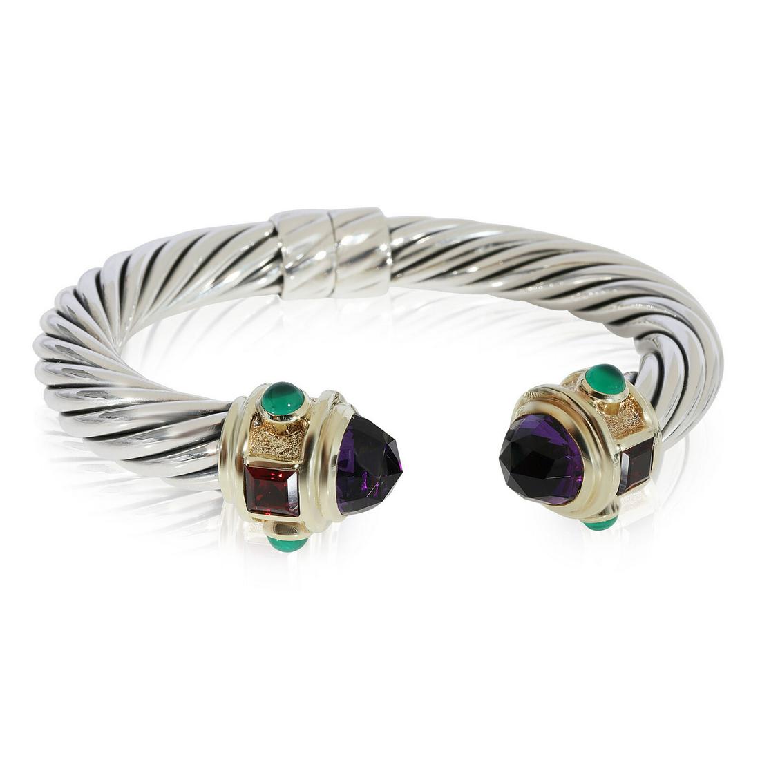 David Yurman Renaissance Hinged Bangle in 14K Yellow Gold/Sterling Silver: David Yurman Renaissance Hinged Bangle in 14K Yellow Gold/Sterling Silver Item Length: 6.5 in Side Stone Type: Mix Metal Purity: 14K Original Box?: No Original Papers?: No Gross Weight (Grams): 46.70 