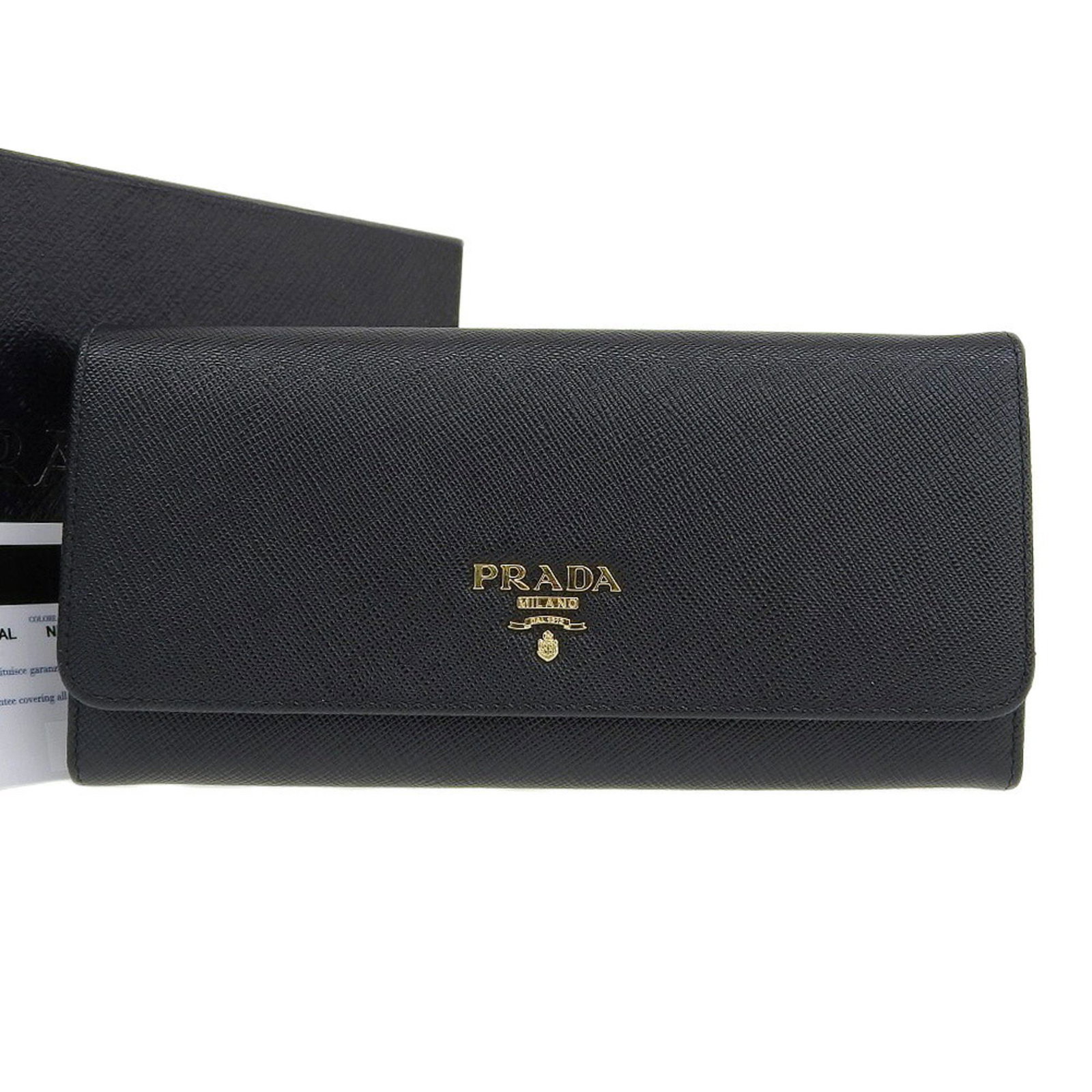 Prada PRADA Logo Long Wallet with Hook Saffiano Leather Black 1MH132: Prada PRADA Logo Long Wallet with Hook Saffiano Leather Black 1MH132 Brand: Prada Type: Long wallet (bi-fold) Gender: Women Material: Leather Leather: Leather/Fur Type: Saffiano leather Color: Black S