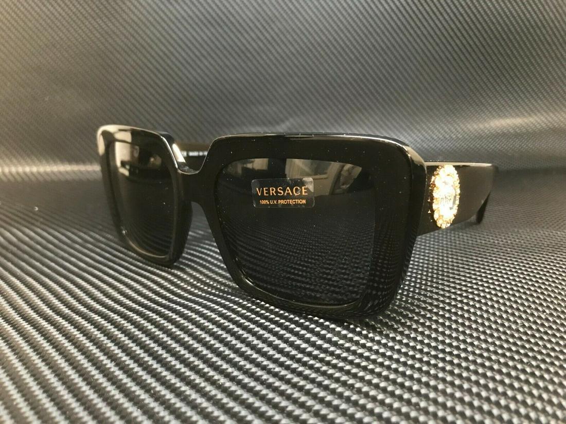 VERSACE VE4384B GB1 87 Black Grey Women's Sunglasses 54 mm: VERSACE VE4384B GB1 87 Black Grey Women's Sunglasses 54 mm Brand: Versace Frame Color: Black Type: Sunglasses Lens Material: Plastic Model: Versace VE4384B Style: Square Frame Material: Acetate Featur