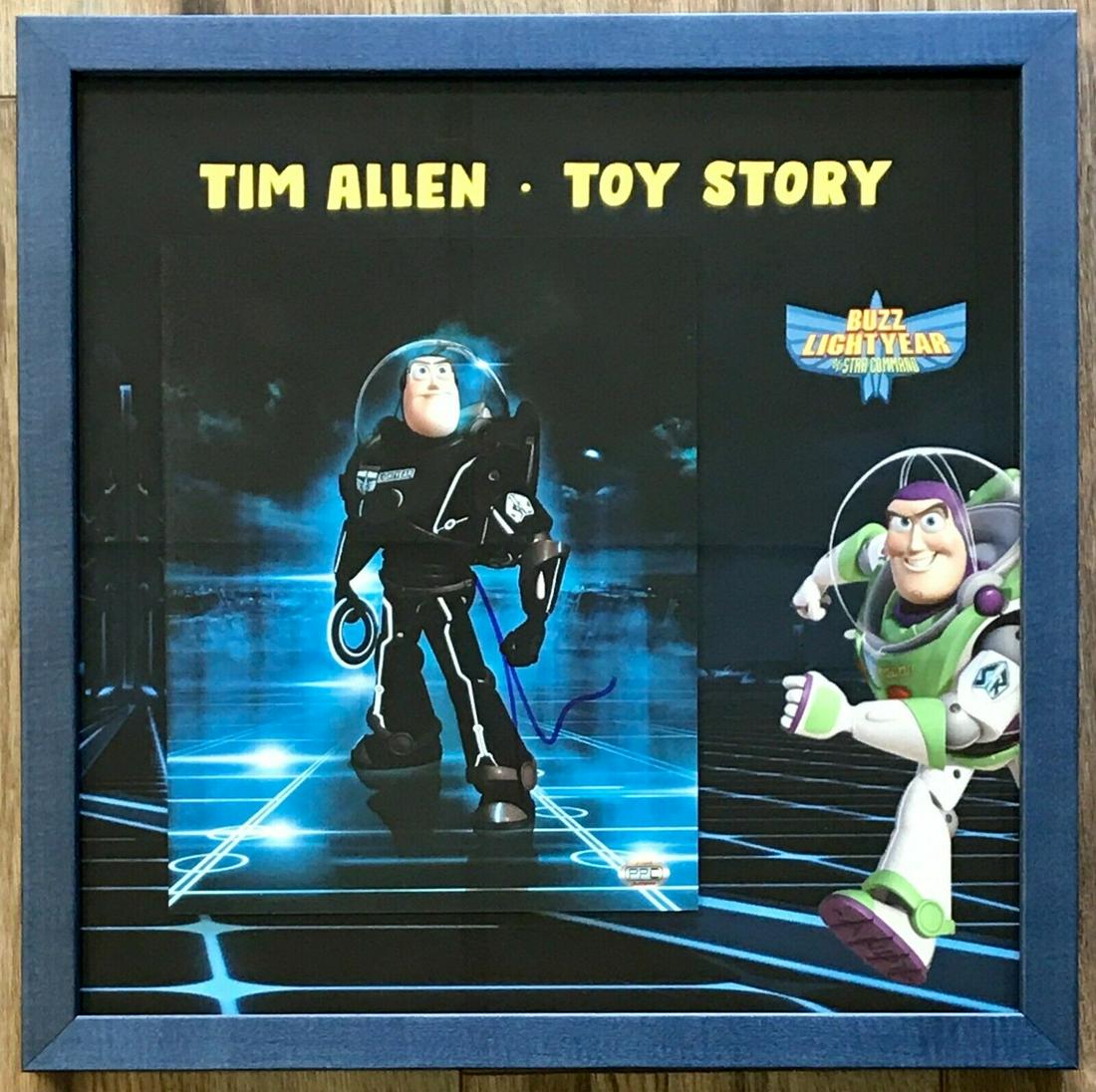 TIM ALLEN (Toy Story- Buzz Lightyear) signed 8x10 custom framed display: TIM ALLEN (Toy Story- Buzz Lightyear) signed 8x10 custom framed display Movie: Toy Story Autograph Authentication: Press Pass Collectibles Industry: Movies Original/Reproduction: Original Object Type: