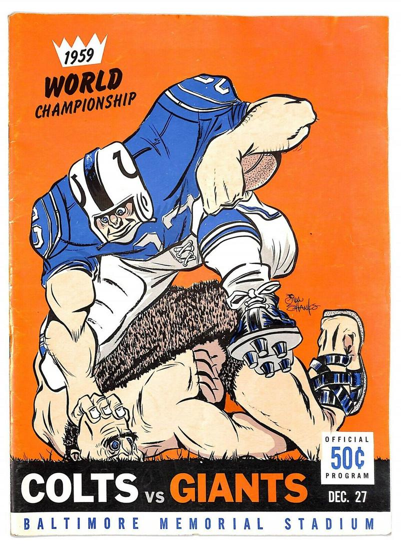 1959 NFL World Championship Game Program Colts v Giants Unitas Ex/MT Nice 89253: 1959 NFL World Championship Game Program Colts v Giants Unitas Ex/MT Nice 89253 Team: Baltimore Colts Year: 1959 Original/Reproduction: Original Country/Region of Manufacture: United States Sport: Foo