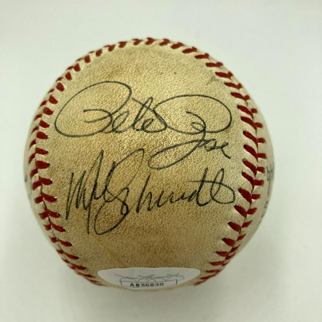 Mike Schmidt Pete Rose Steve Carlton Bob Gibson Signed Baseball JSA COA: Mike Schmidt Pete Rose Steve Carlton Bob Gibson Signed Baseball JSA COA Product: Ball Sport: Baseball-MLB Autograph Authentication: James Spence (JSA) Original/Reprint: Original Pre-Owned PLEASE NOTE: