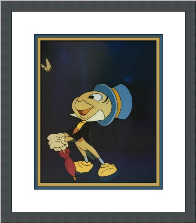 Walt Disney Jiminy Cricket from Pinocchio II Custom Framed Print: Walt Disney Jiminy Cricket from Pinocchio II Custom Framed Print Size: Medium Region Of Origin: united states Artist: Walt Disney Production Technique: Lithography Framing: Matted & Framed Style: Cart