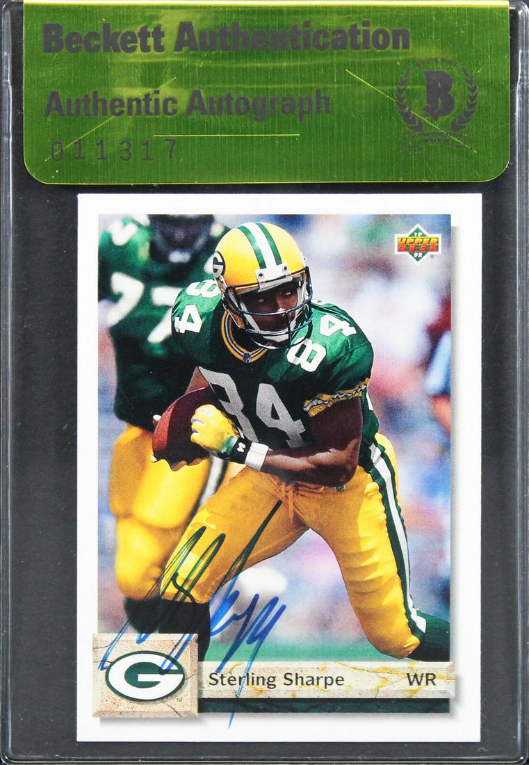 Packers Sterling Sharpe Signed 1992 Upper Deck #252 Card BAS #11317: Packers Sterling Sharpe Signed 1992 Upper Deck #252 Card BAS #11317 Graded: No Sport: Football-NFL League: NFL Team: Green Bay Packers Certification Number: 11317 Product Coa: Beckett Product Signed B