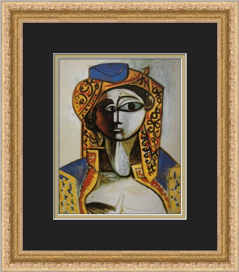 Pablo Picasso Jaqueline in Turkish Outfit Newly Custom Framed Print: Pablo Picasso Jaqueline in Turkish Outfit Newly Custom Framed Print Features: Framed Matted Region Of Origin: usa Item Width: 14 in Title: Jaqueline in Turkish Outfit Production Technique: Offset Lith