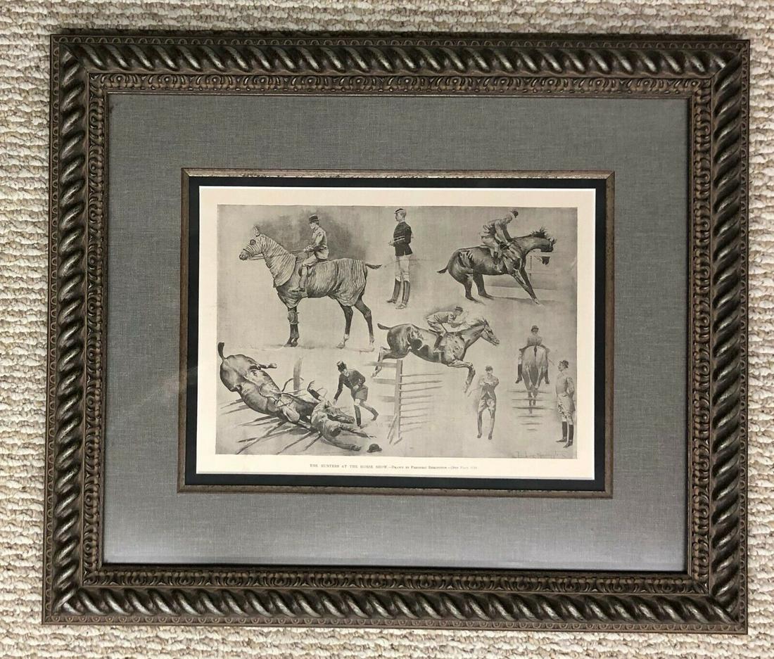 Frederick Remington Hunter's at the Horse Show Harper's Weekly Custom Framed: Frederick Remington Hunter's at the Horse Show Harper's Weekly Custom Framed Custom Framed Size 20 x 23 Original Page from Harper s Weekly Circa Late 1800 s Image Size 11 X 14 Custom Framed in a 2 Sil