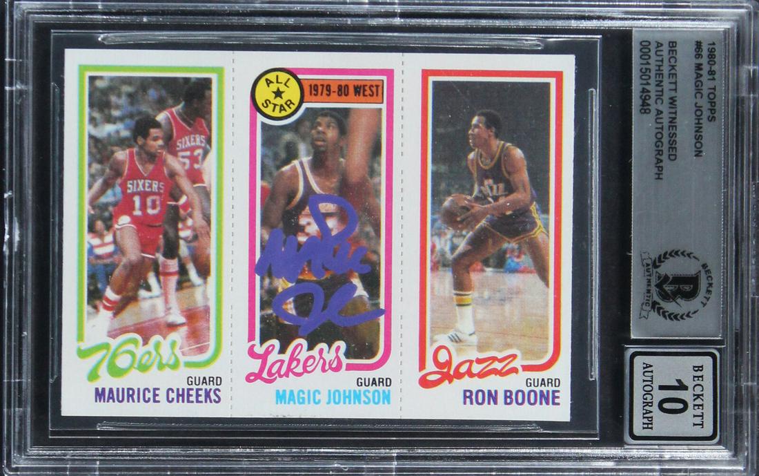 Lakers Magic Johnson Signed 1980 Topps #66 Rookie Card Auto 10! BAS Slabbed: Lakers Magic Johnson Signed 1980 Topps #66 Rookie Card Auto 10! BAS Slabbed Graded: Yes Sport: Basketball-NBA League: NBA Team: Los Angeles Lakers Certification Number: 15014948QTY Product Coa: Becket