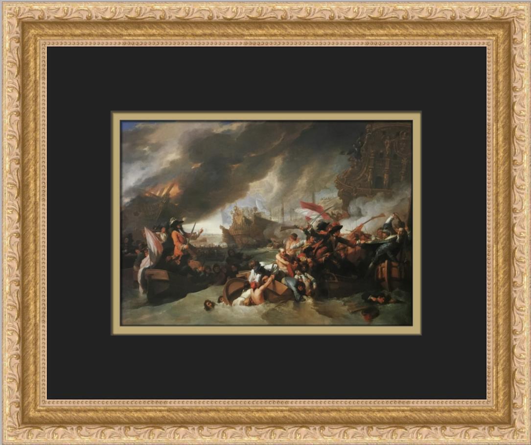 Benjamin West The Battle of La Hogue Custom Framed Print: Benjamin West The Battle of La Hogue Custom Framed Print Size: Medium Region Of Origin: United States Artist: Benjamin West Production Technique: Offset Lithograph Framing: Matted & Framed Style: Impr
