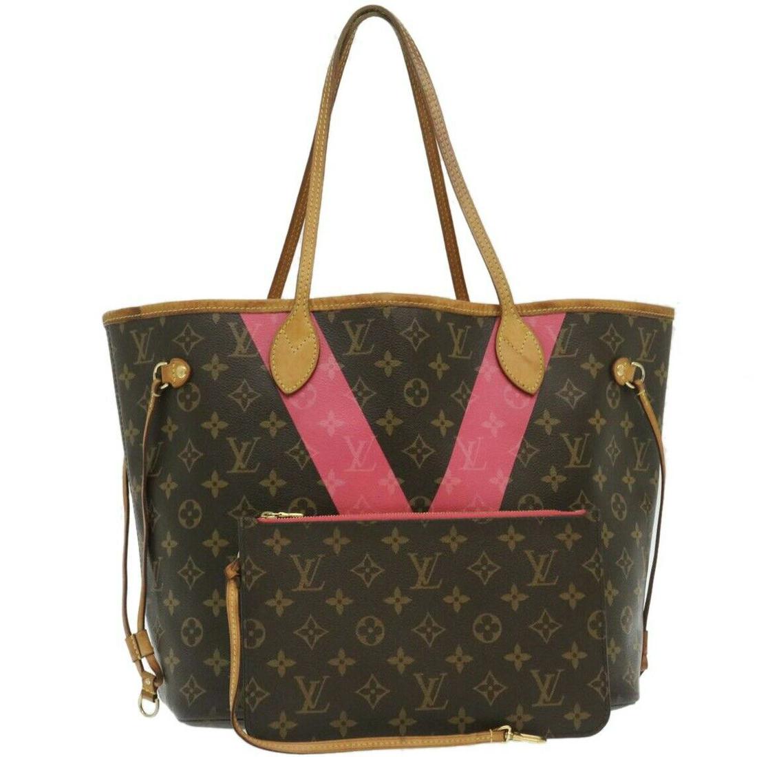 LOUIS VUITTON Monogram V Grunard Neverfull MM Tote Bag Pink M41602 LV: LOUIS VUITTON Monogram V Grunard Neverfull MM Tote Bag Pink M41602 LV Brand: LOUIS VUITTON Style: Tote Bag Exterior Material: Monogram Canvas Exterior Color: Monogram / Pink Bag Height: 11.8inch(Appro